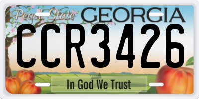 GA license plate CCR3426