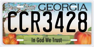 GA license plate CCR3428