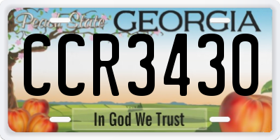 GA license plate CCR3430