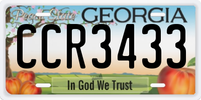 GA license plate CCR3433