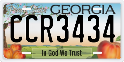 GA license plate CCR3434