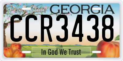 GA license plate CCR3438