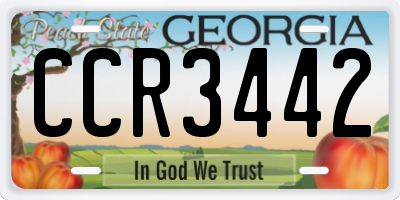 GA license plate CCR3442