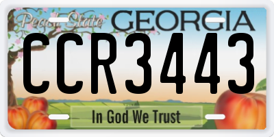 GA license plate CCR3443
