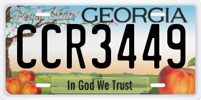 GA license plate CCR3449