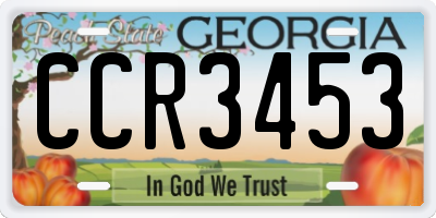 GA license plate CCR3453