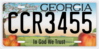 GA license plate CCR3455