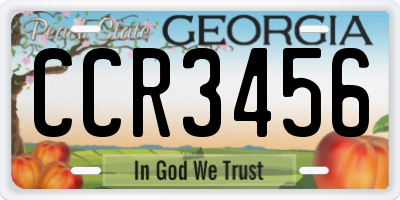 GA license plate CCR3456
