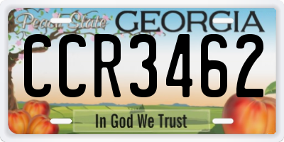 GA license plate CCR3462