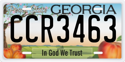GA license plate CCR3463