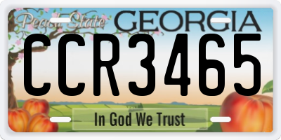 GA license plate CCR3465