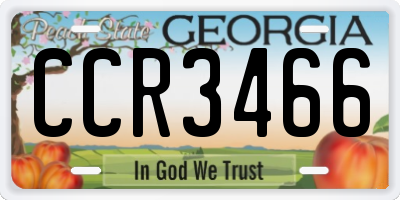 GA license plate CCR3466