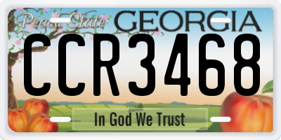GA license plate CCR3468