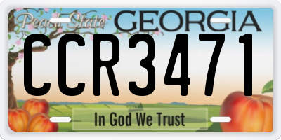 GA license plate CCR3471