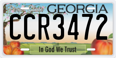 GA license plate CCR3472