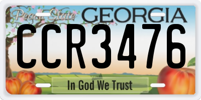 GA license plate CCR3476