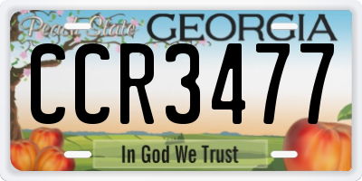 GA license plate CCR3477