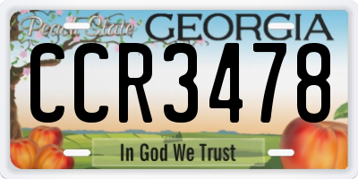 GA license plate CCR3478