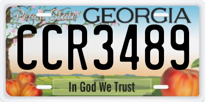 GA license plate CCR3489