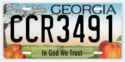 GA license plate CCR3491