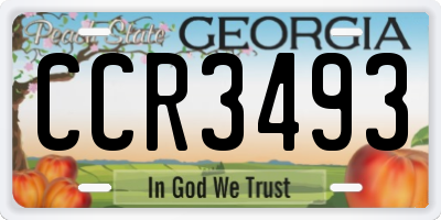 GA license plate CCR3493