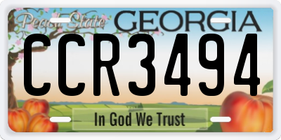 GA license plate CCR3494