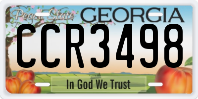 GA license plate CCR3498