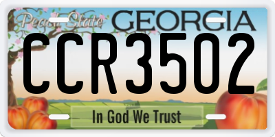 GA license plate CCR3502
