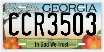 GA license plate CCR3503