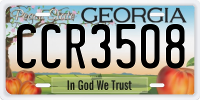 GA license plate CCR3508