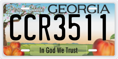 GA license plate CCR3511