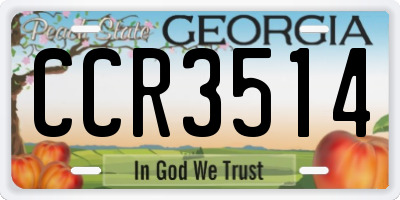 GA license plate CCR3514