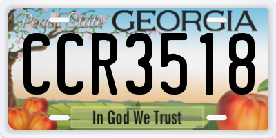 GA license plate CCR3518