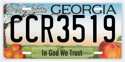 GA license plate CCR3519
