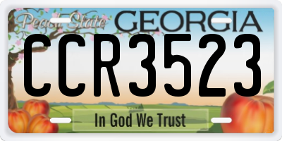 GA license plate CCR3523