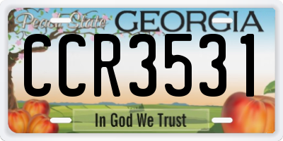 GA license plate CCR3531