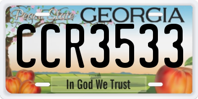GA license plate CCR3533