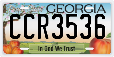 GA license plate CCR3536