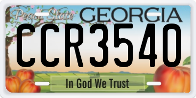 GA license plate CCR3540