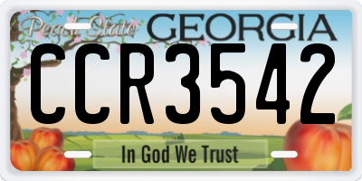 GA license plate CCR3542