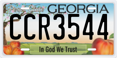 GA license plate CCR3544