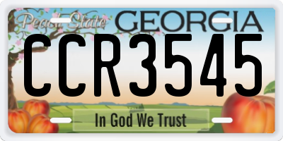 GA license plate CCR3545