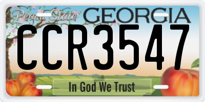 GA license plate CCR3547