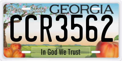 GA license plate CCR3562