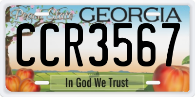 GA license plate CCR3567