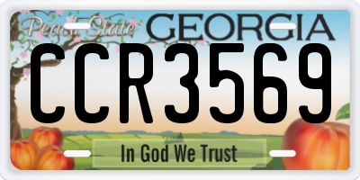 GA license plate CCR3569