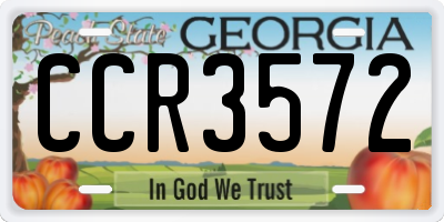 GA license plate CCR3572