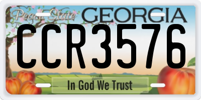 GA license plate CCR3576