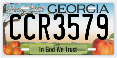 GA license plate CCR3579