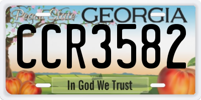 GA license plate CCR3582